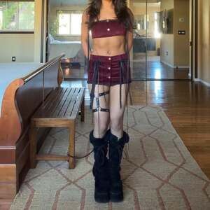 One-of-a-Kind Handmade Burgundy Velvet Vampire Gothic Costume Set — XS/S